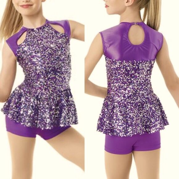 Weissman Dance costume romper biketard purple sequin Brand New You 10727 SC - Picture 1 of 9
